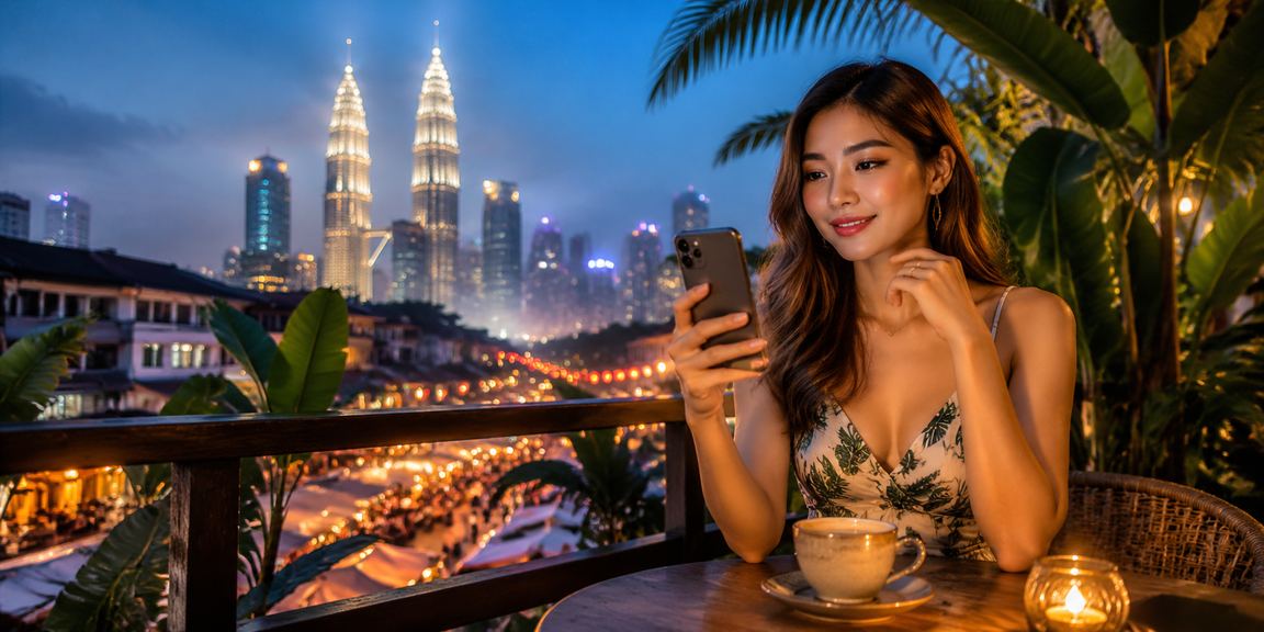 Pengguna mengakses kasino mudah alih 7100 di Kuala Lumpur selepas mendaftar akaun