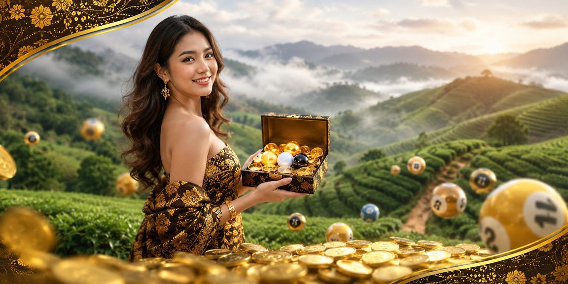 Suasana loteri bergaya batik Malaysia dengan elemen nombor bertuah platform 7100
